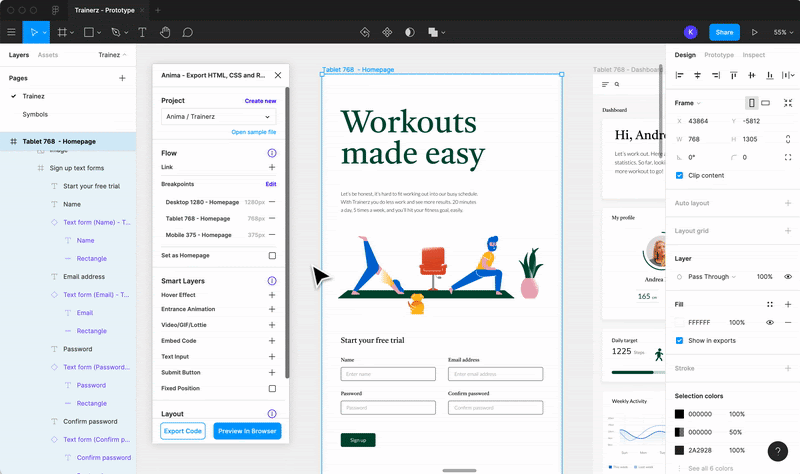 preview prototypes in Figma with Anima
