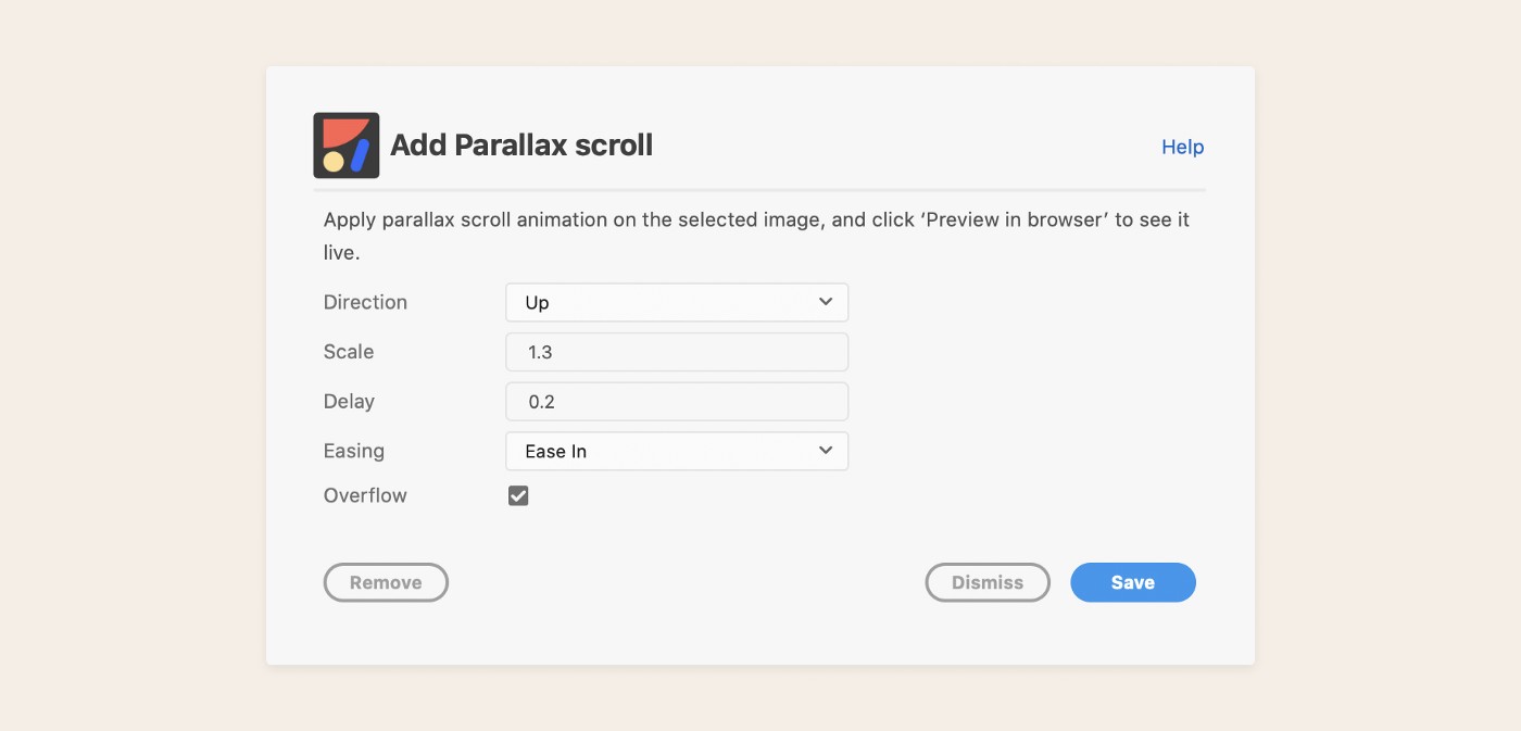 Parallax animation options with Anima