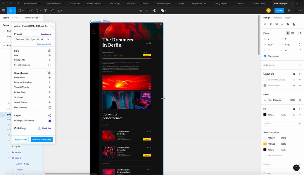 A responsive design example in Figma with Anima