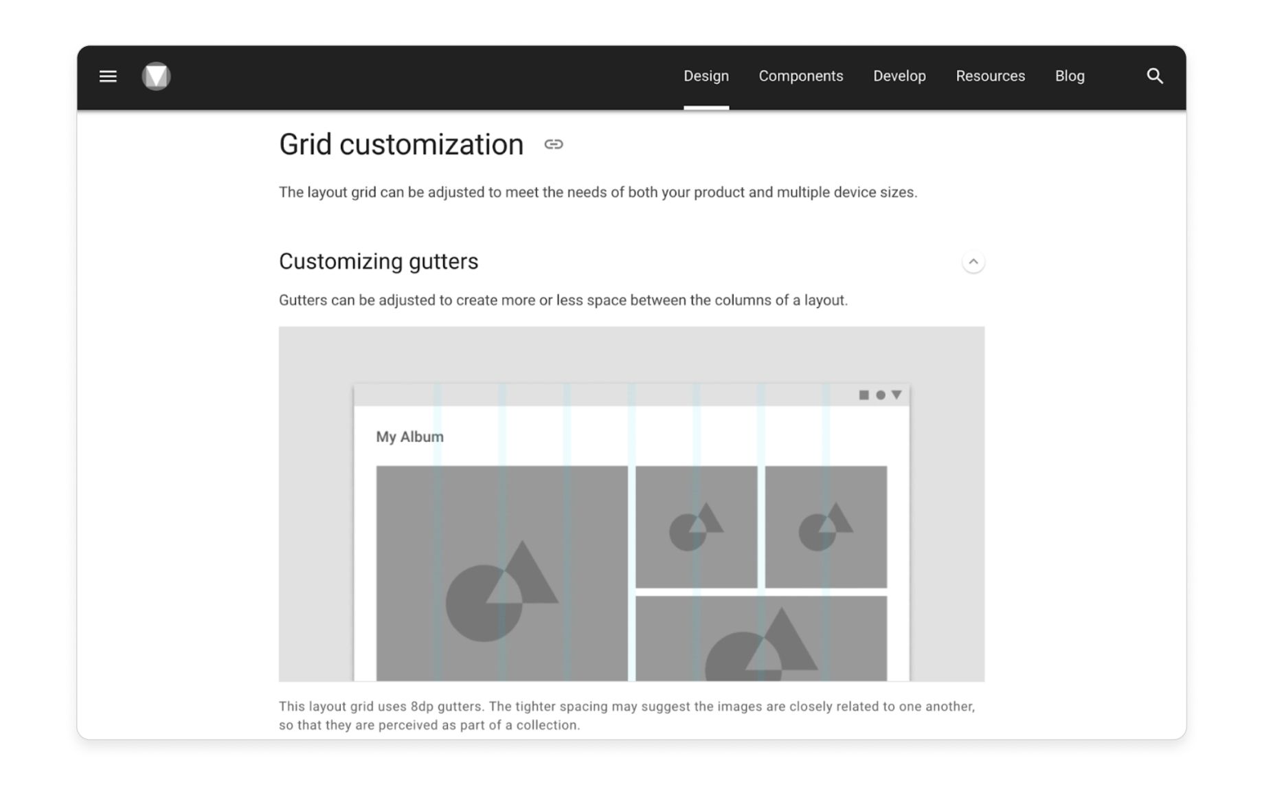 Material Design guidelines for creating responsive layout grids