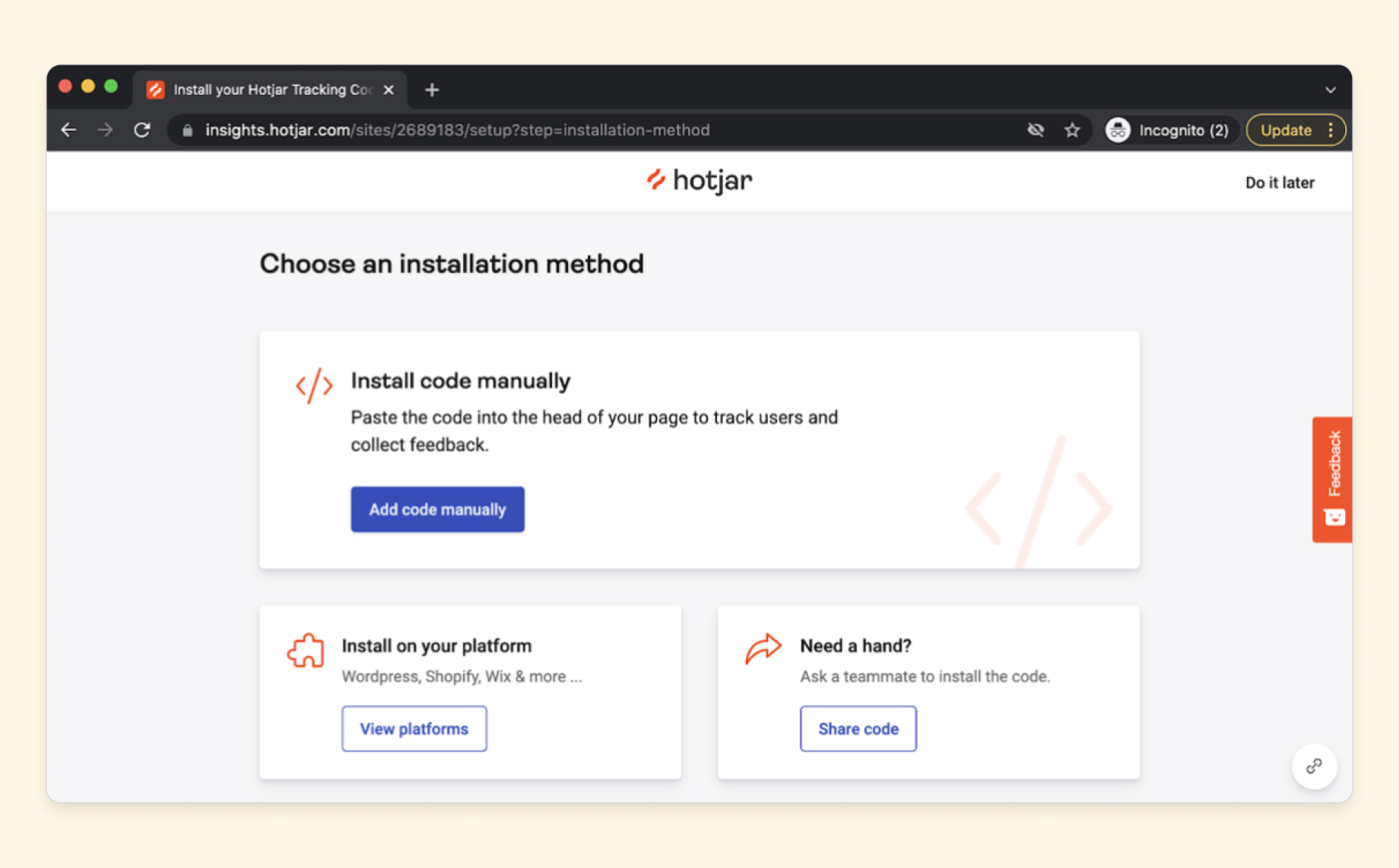 Getting a Hotjar Tracking Code to Embed in a Prototype