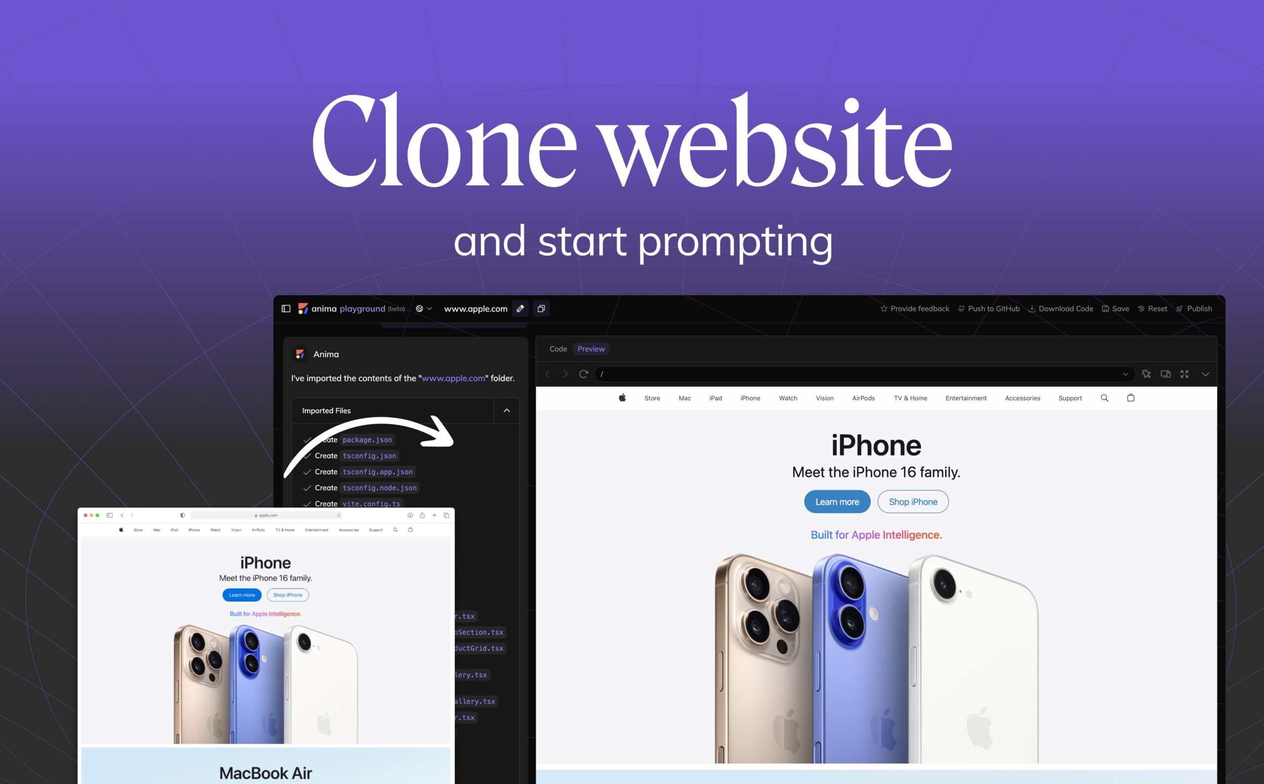 Clone Website with Anima